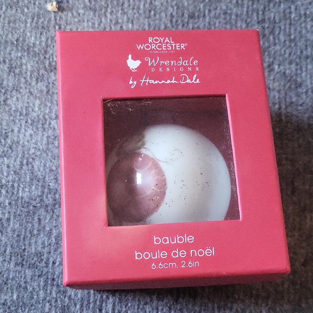 Royal Worcester Wrendale Bauble - Pink and White